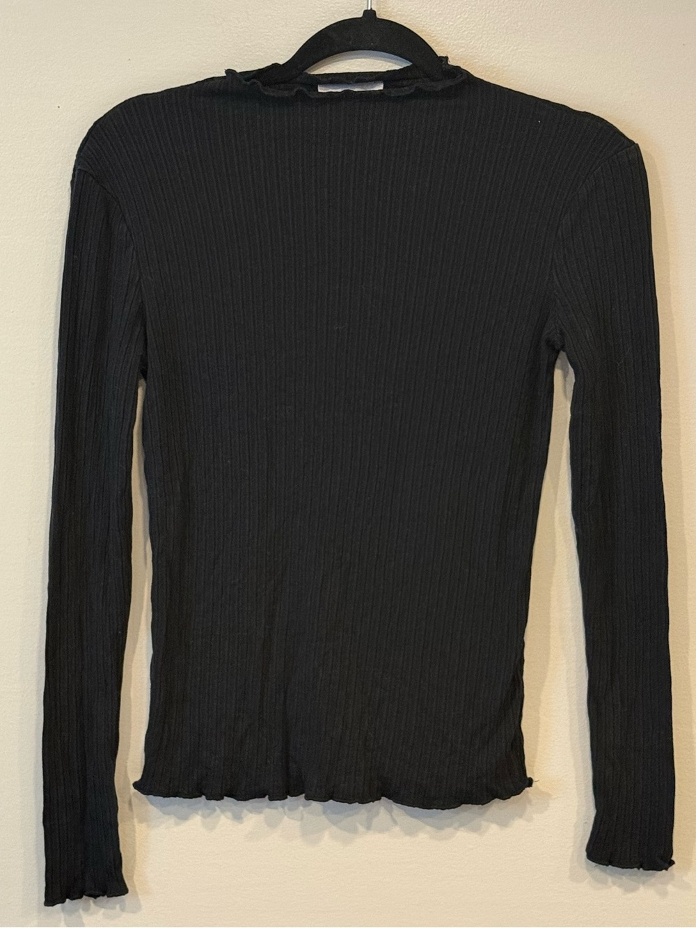 Mystree Lettuce Hem Women's Ribbed Mock Neck Top Size S